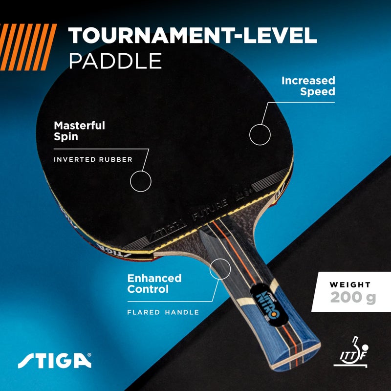 STIGA Nitro Performance Ping Pong Paddle - 6-ply Light Blade - 2mm Premium Sponge â€“ Flared Handle for Exceptional Grip - Performance Table Tennis Racket for Serious Play - Image 2