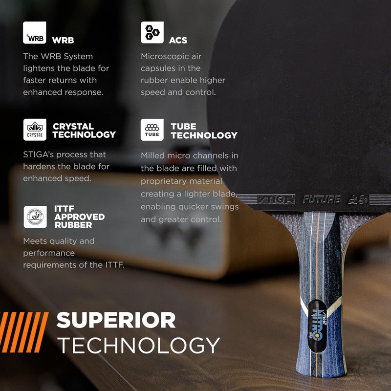 STIGA Nitro Performance Ping Pong Paddle - 6-ply Light Blade - 2mm Premium Sponge â€“ Flared Handle for Exceptional Grip - Performance Table Tennis Racket for Serious Play - Image 5