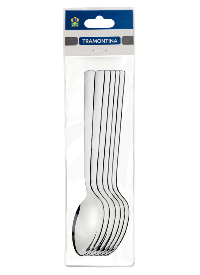 TRAMONTINA Oslo 6 Pieces Stainless Steel Table Spoon Set with High Gloss Finish