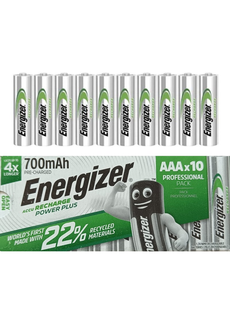 إنرجايزر بطارية قابلة لإعادة الشحن من نوع Energizer AAA، 10 قطع - Image 1