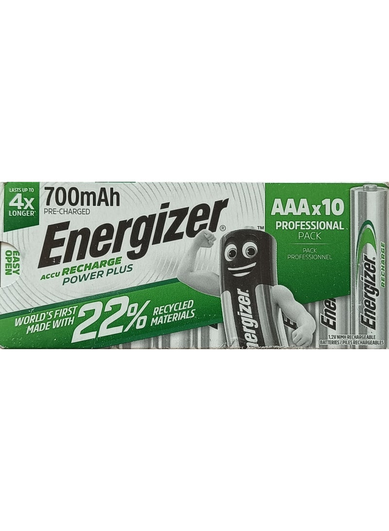 إنرجايزر بطارية قابلة لإعادة الشحن من نوع Energizer AAA، 10 قطع - Image 2