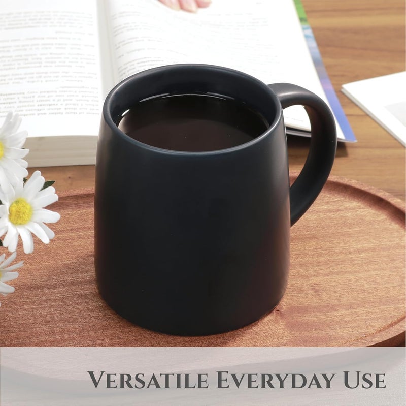 LINVIA Classic Mug, 14 oz Large Coffee Mug with Handle, Ceramic Porcelain Tea Cup, Smooth Matte (Sliding Lid, Navy Blue) - Image 4