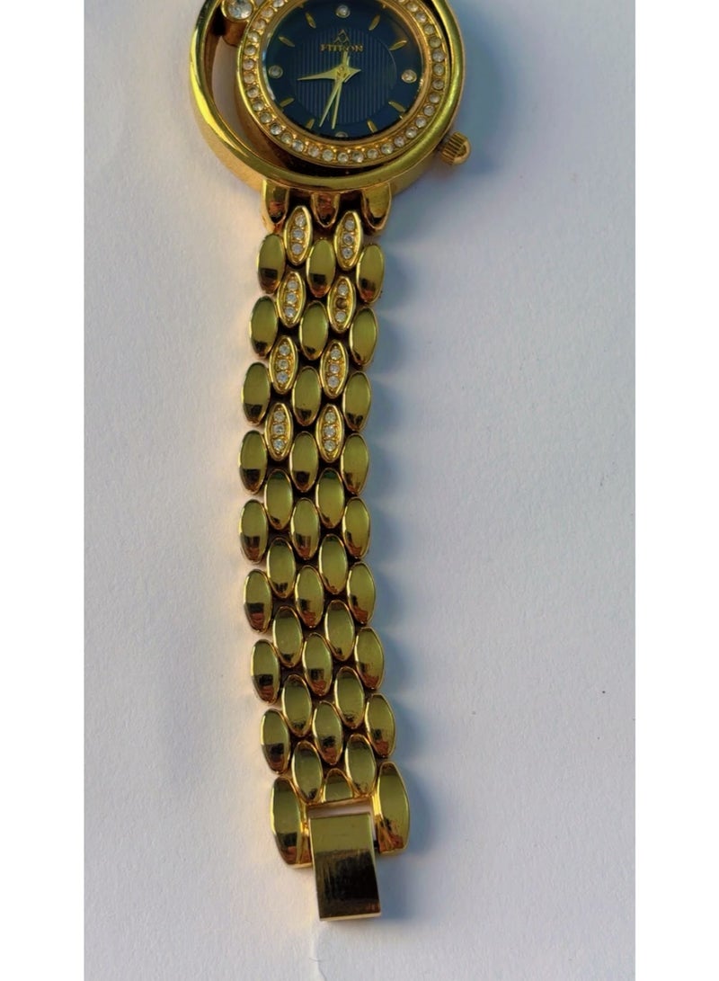 Fitron Gold-Plated Crystal Studded Women’s Quartz Watch (9362L) – Pre-Owned, Excellent Mint Condition (Looks Brand New) - Image 3