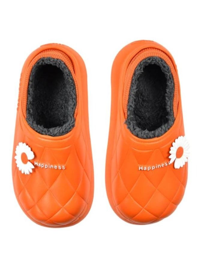 Generic Colorful and fur winter slippers for children and adultsfor girls and women, a special design for children, a toe pattern,a cushioned sole for children’s clogs, random decoration ,Orange  - Image 2
