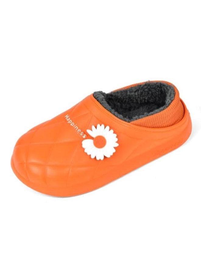 Generic Colorful and fur winter slippers for children and adultsfor girls and women, a special design for children, a toe pattern,a cushioned sole for children’s clogs, random decoration ,Orange  - Image 5