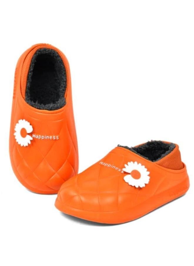 Generic Colorful and fur winter slippers for children and adultsfor girls and women, a special design for children, a toe pattern,a cushioned sole for children’s clogs, random decoration ,Orange  - Image 3