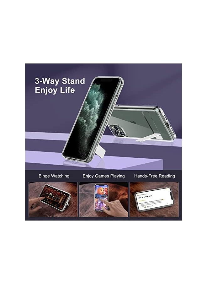 Jetech Case For Iphone 11 Pro Max 6.5-Inch With Stand, Support Wireless Charging, Slim Shockproof Bumper Phone Cover, 3-Way Metal Kickstand (Clear) - Image 3