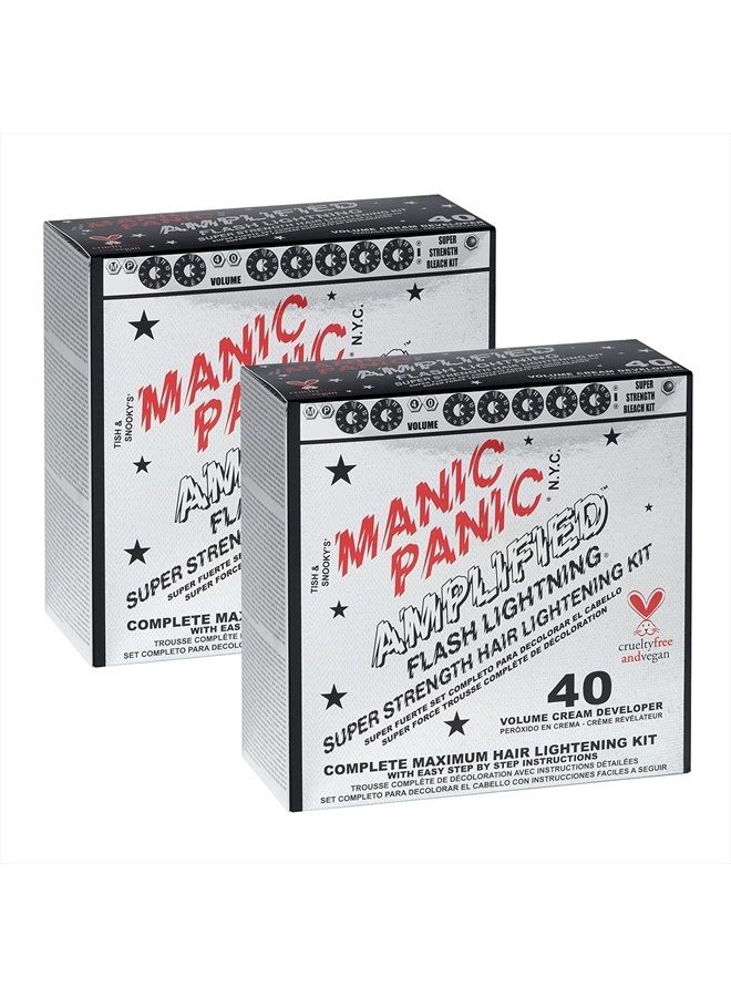 Manic Panic Flash Lightning Hair Bleach Kit - 40 Volume Cream Developer - Hair Lightener Kit for Light, Medium Or Dark Brown & Black Hair Color - Hair Bleach Powder Lifts up to 7 Levels of Lightening - Image 1