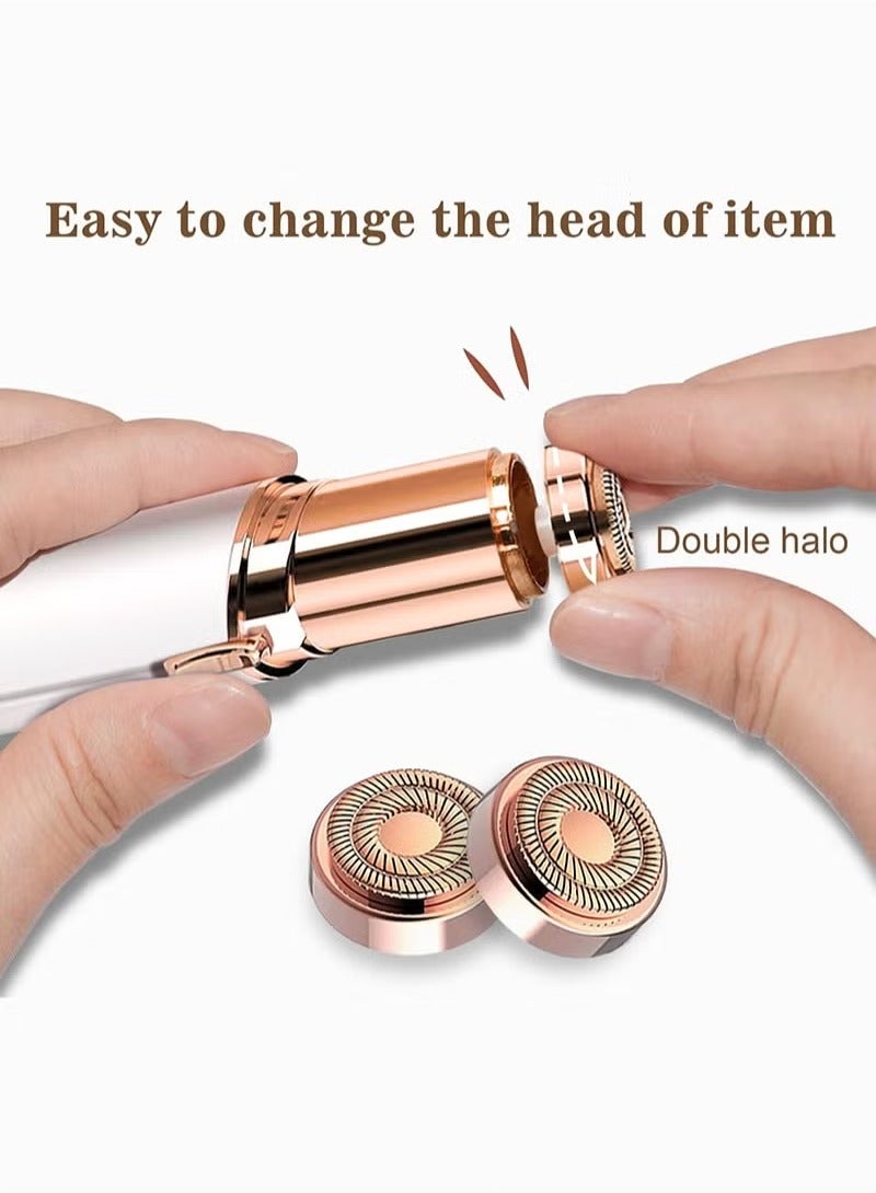 إلفساك إزالة شعر الوجه للنساء، مزيل شعر الوجه الكهربائي غير المؤلم للوجه والشفاه والذقن مع كابل USB قابل لإعادة الشحن، يتضمن قطعتين من رؤوس الاستبدال باللون الأبيض  - Image 5