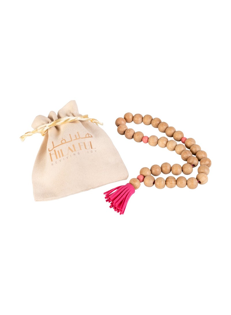 Hilalful HilalFul My First Misbaha Beads - Pink | Rosary Beads for Dhikr, Prayer For Kids | Islamic Gift Eid, Ramadan, Wedding, Anniversary, Birthday | 33 Beads  - Image 1