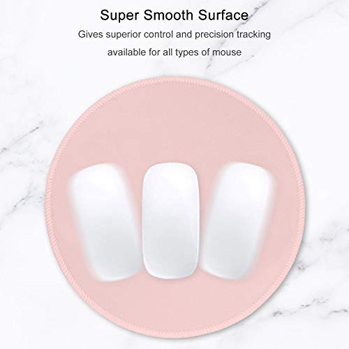 Hsurbtra Mouse Pad, Premium-Textured Small Round Mousepad 8.7 x 8.7 Inch Pink, Stitched Edge Anti-Slip Waterproof Rubber Pretty Cute Computer Mat for Office Home Gaming Laptop Men Women Kids - Image 3