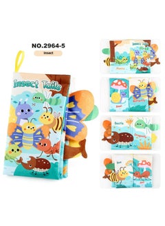 Generic Baby's Sea, Land And Air Tail Cloth Book Ocean Forest Flying Animal Palm Book Early Education Toy With Ringing Paper-Color:4 Pages, 8 Sides Insect Tail With Sound Paper  - Image 1