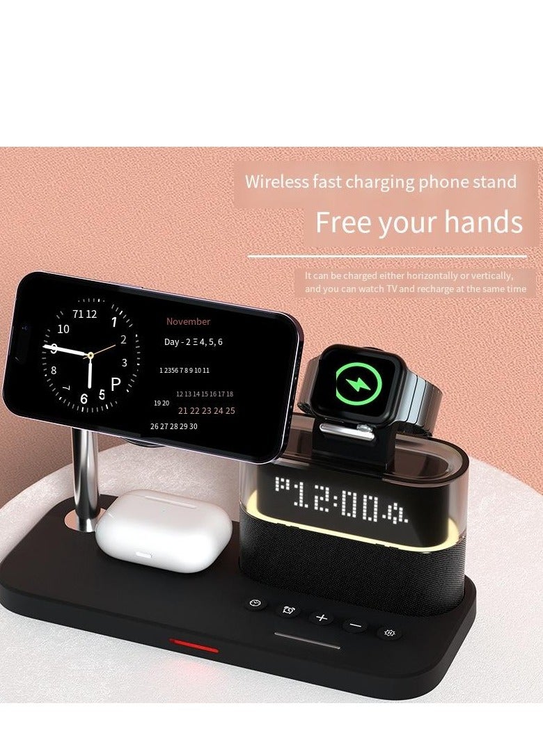 general Magnetic wireless charger 3-in-1 wireless charging clock wireless charger (black regular model) - Image 1