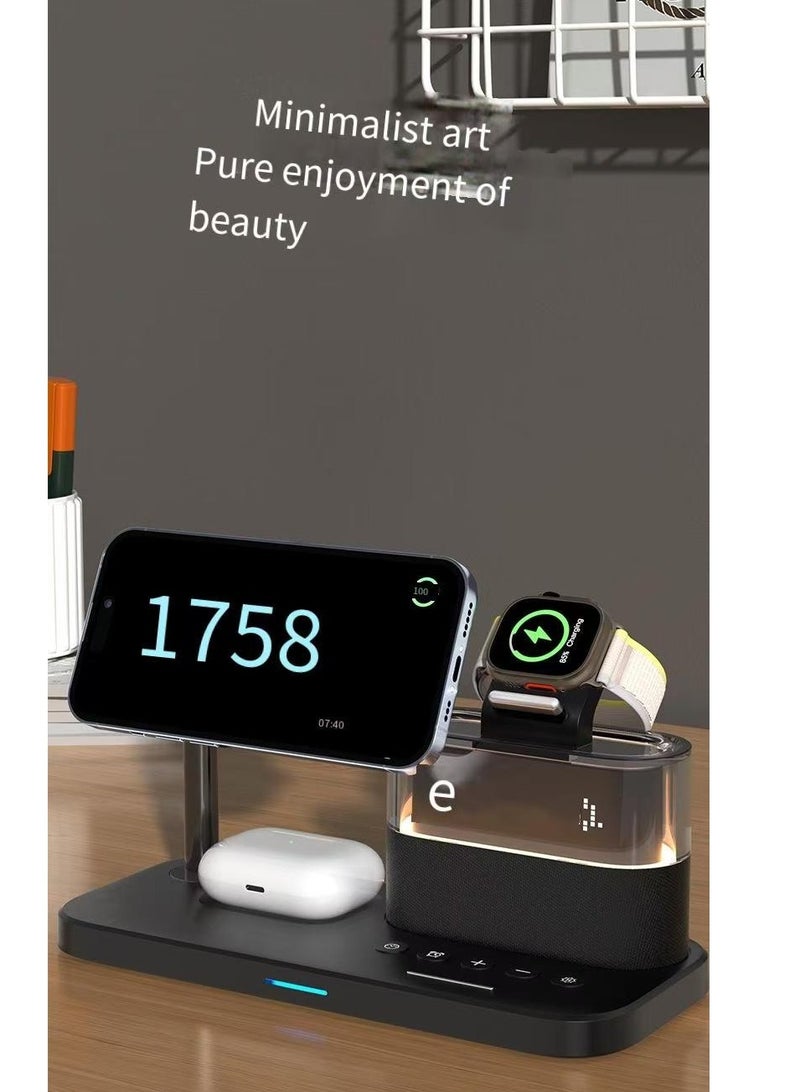 general Magnetic wireless charger 3-in-1 wireless charging clock wireless charger (black regular model) - Image 4