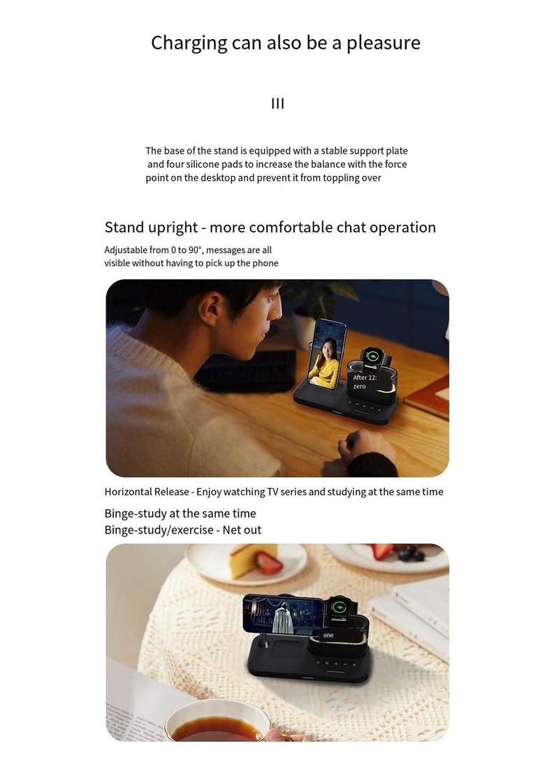 general Magnetic wireless charger 3-in-1 wireless charging clock wireless charger (black regular model) - Image 5