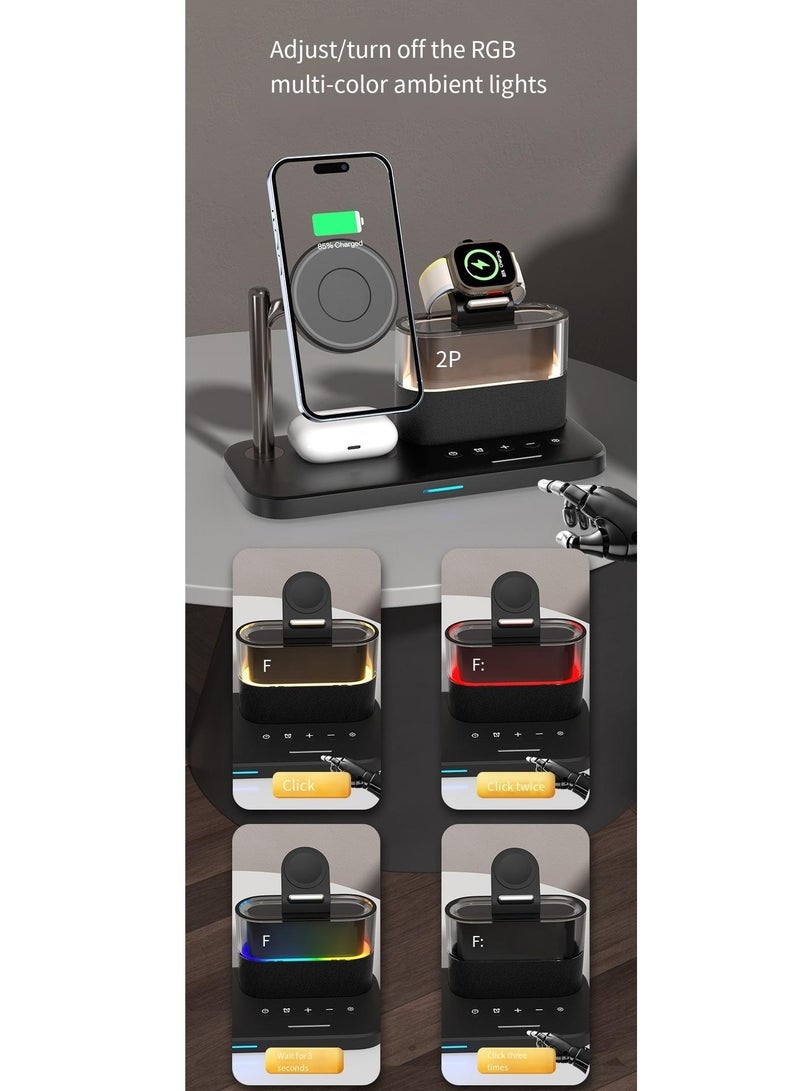 general Magnetic wireless charger 3-in-1 wireless charging clock wireless charger (black regular model) - Image 3