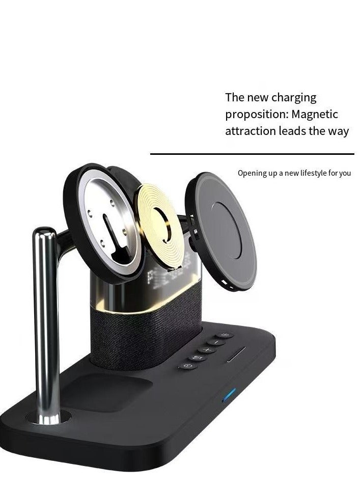 general Magnetic wireless charger 3-in-1 wireless charging clock wireless charger (black regular model) - Image 2