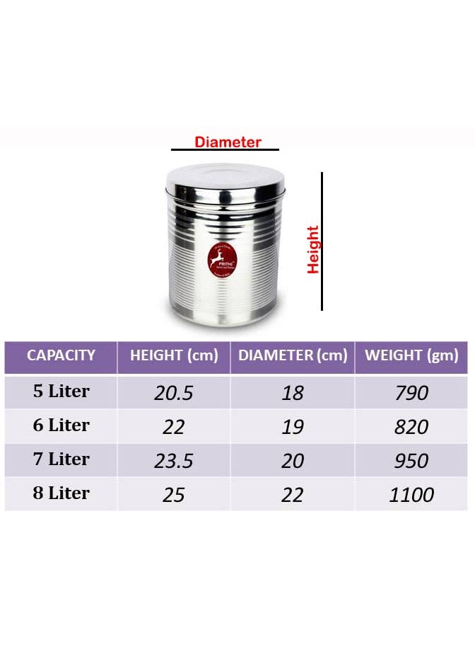 Prithi Home's and Kitchen Prithi Homes and Kitchen Stainless Steel Idli Dosa Batter Container with dosa CupFridge Storage ContainerMavu Dabba Capacity 6 litres  - Image 4