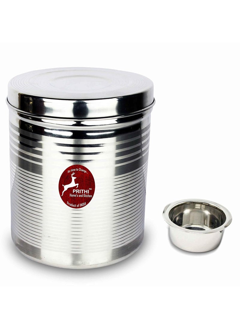 Prithi Home's and Kitchen Prithi Homes and Kitchen Stainless Steel Idli Dosa Batter Container with dosa CupFridge Storage ContainerMavu Dabba Capacity 6 litres  - Image 1