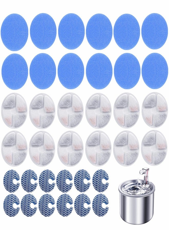12 Set Replacement Carbon Filters, Cat Water Fountain Filters for 67oz/2L Stainless Steel Pet Fountain, Triple Filtration System - Image 1