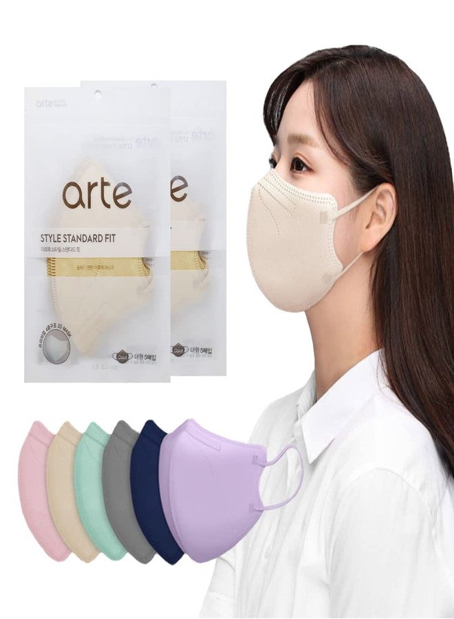 HOMSSEM Arte Korean Mask For Adults Dust Mask Made In Korea 2d-4Layer Protective Filter Ideal Fit for Comfortable 5 Color (Beige 10p) - Image 1