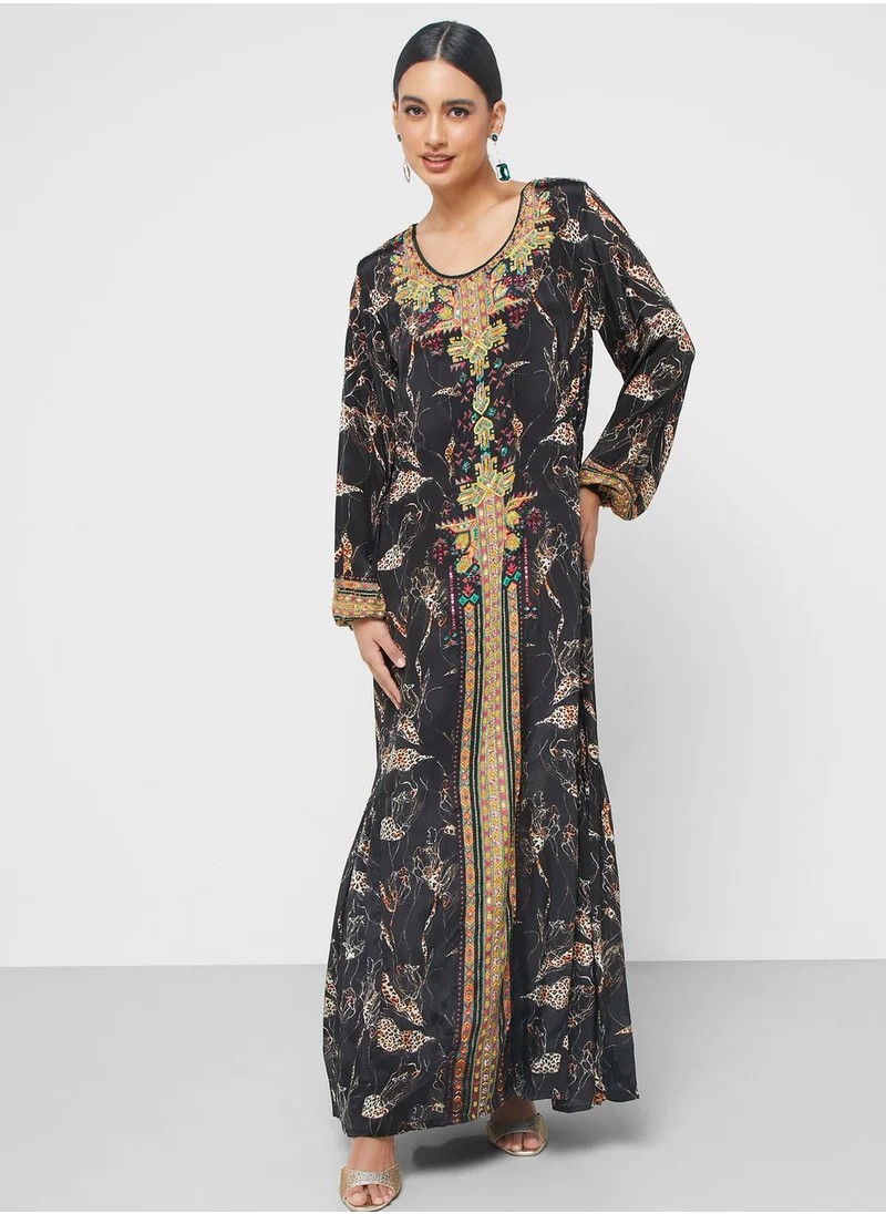 كشخة Embroidered Knitted Jalabiya