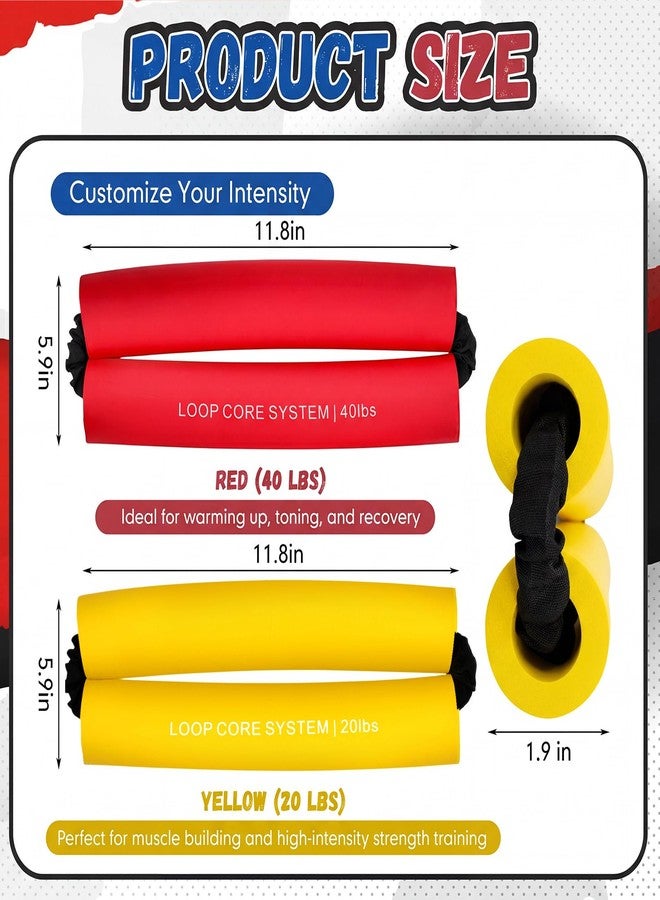 Soulchen 2 Pcs Hip Core System 20 40 Lbs Loop Resistance Bands Glute Workout Bands to Stretch Strengthen Legs Hips Thighs Exercise Equipment for Women Men Adults Yellow Red - Image 2