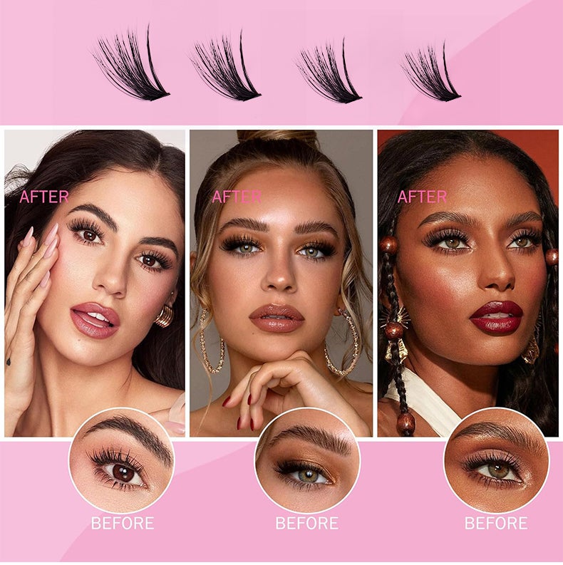 Eyelash Extension Kit Cluster Eyelashes Extensions with Glue Tweezer 10mm-16mm - Image 2