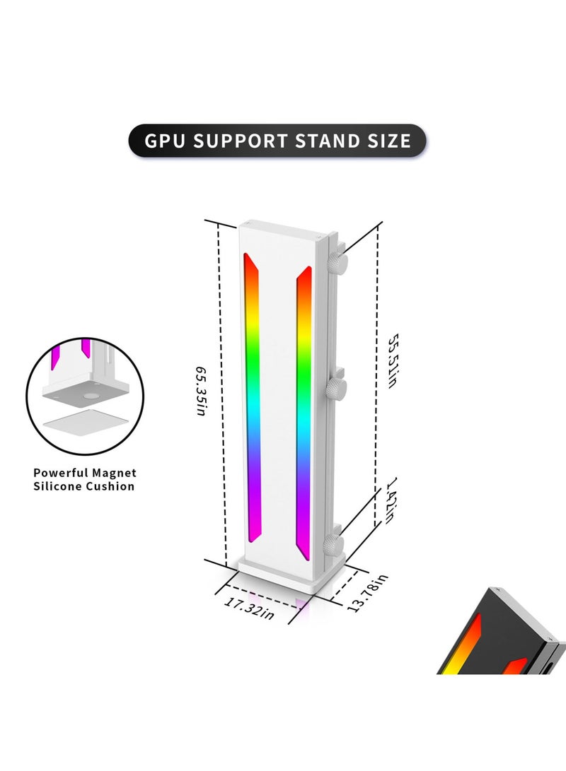Adjustable ARGB Aluminum Alloy GPU Support Bracket with Magnetic Rubber Base - Anti-Sag Graphics Card Holder (White) - Image 5