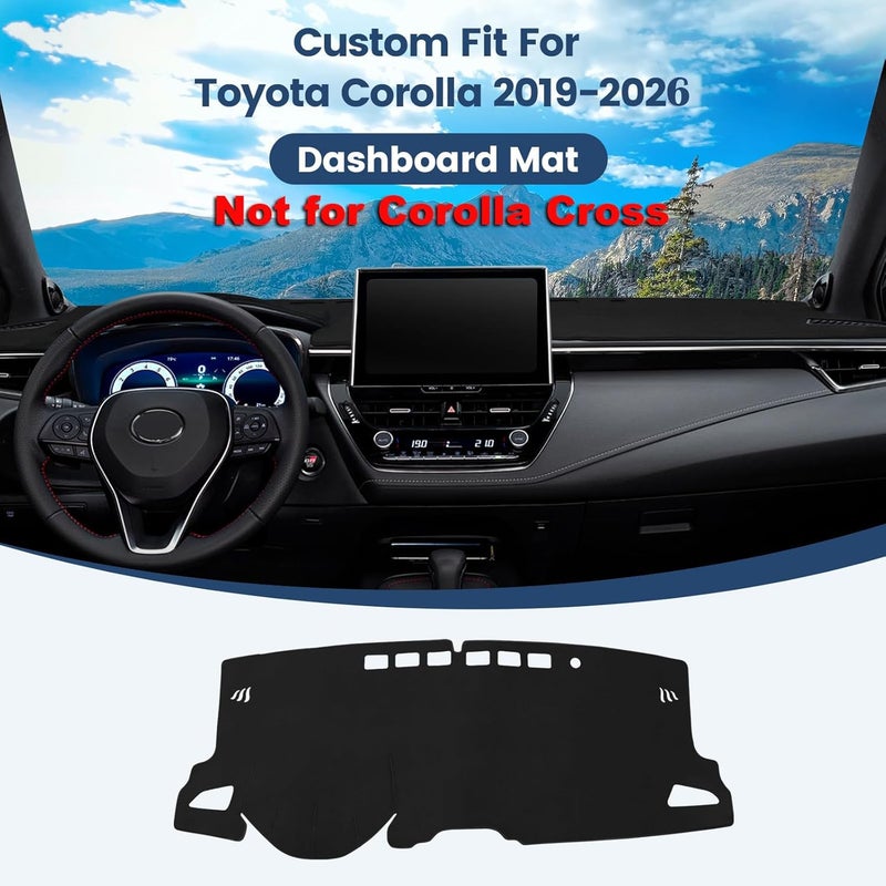 Rilsen Dashboard Cover Mat Custom Fit for Toyota Corolla 2019-2021 2022 2023 Dash Cover Nonslip Dash Mat Protector Sunshade No Glare Black - Image 2