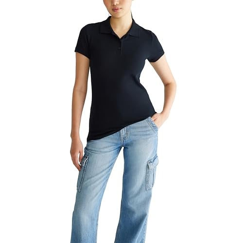 AEROPOSTALE Women's Aero Uniform Polo Short Sleeve Dark Black - Image 1