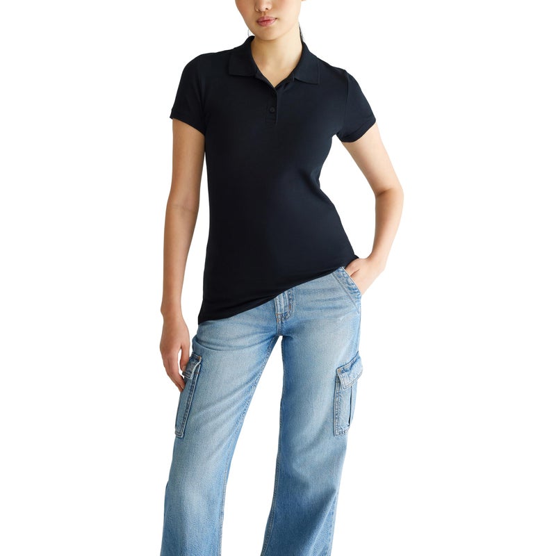 AEROPOSTALE Women's Aero Uniform Polo Short Sleeve Dark Black - Image 4