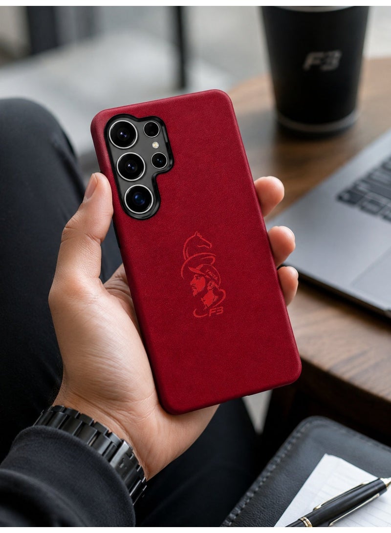 Samsung S26 Ultra Leather Texture Case – Red - Image 3