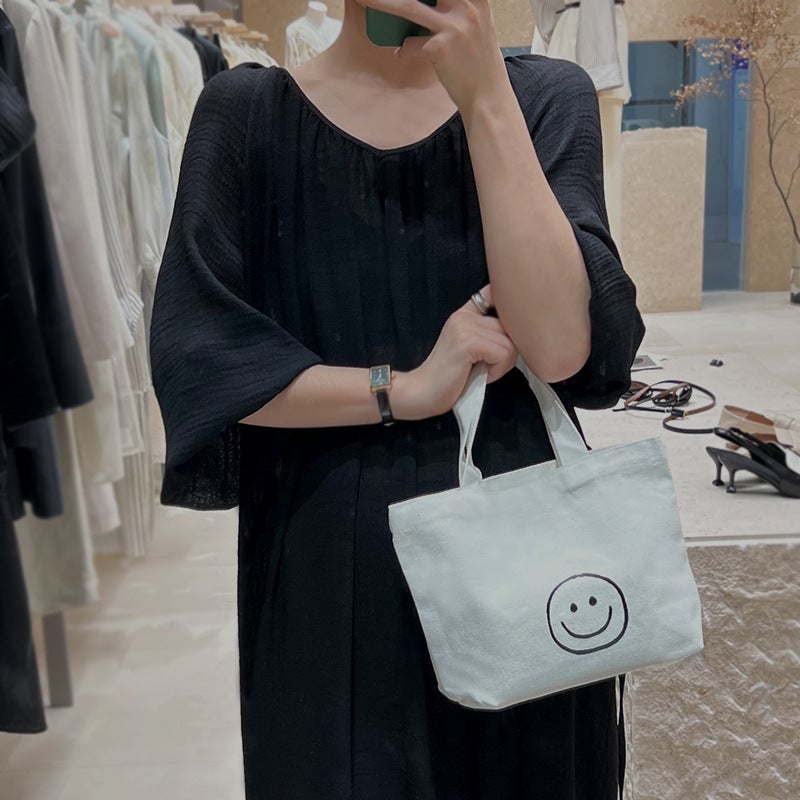 Cute Smile Design Casual Handbag White 