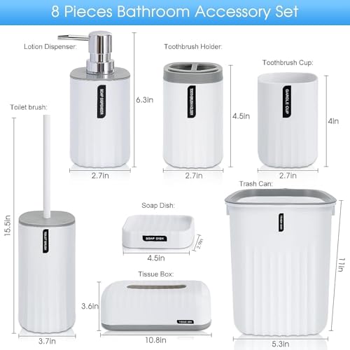 HOME CUBE 8Pcs Bathroom Accessories Set, Soap Dish, Soap Dispenser, Toothbrush Holder, 2 Mouth Wash Cup, Tissue Box, Dustbin, Toilet Brush Holder, Complete Bath Organiser Set for Bathroom (Black) - Image 2