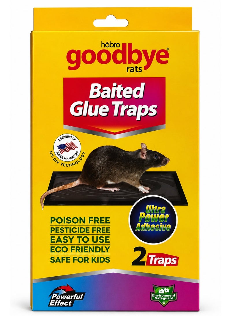 Baited Glue Traps for Rats and Mice – Strong Adhesive Mouse Trap Boards Non Toxic Pest Control Traps for Home Kitchen Garage Warehouse and Storage Areas – 2 Traps - Image 1