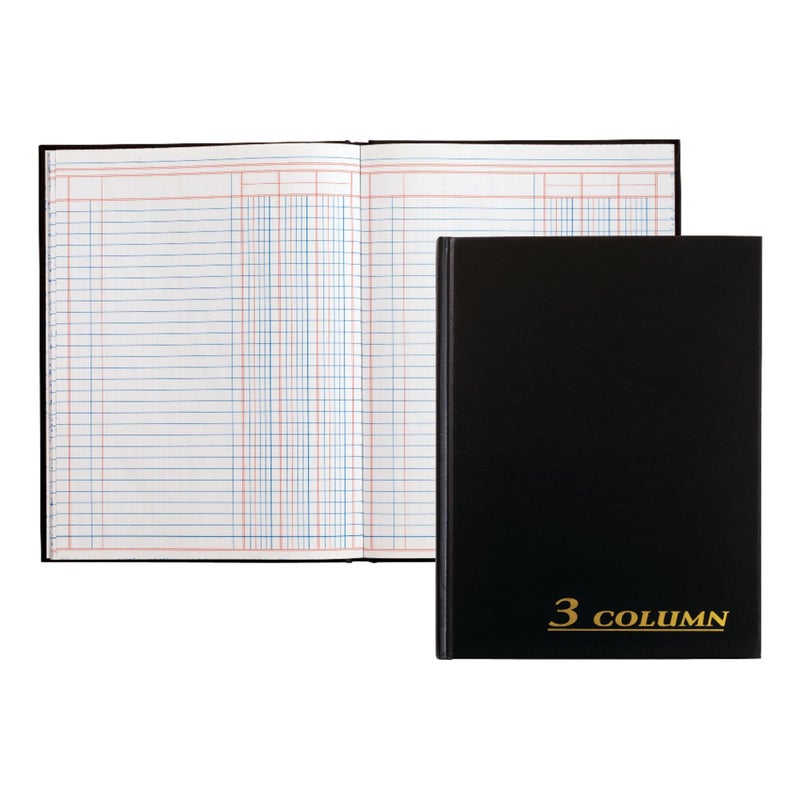 Adams Account Book, 7 x 9.25 Inches, Black, 3-Columns, 80 Pages (ARB8003M)
