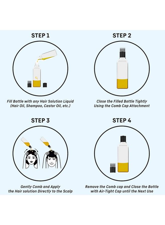 VREENY Hair Root Applicator Bottle With Comb Cap For Applying Hair Oil Shampoo And Medicine (R_A_B_Pack Of 02) - Image 5