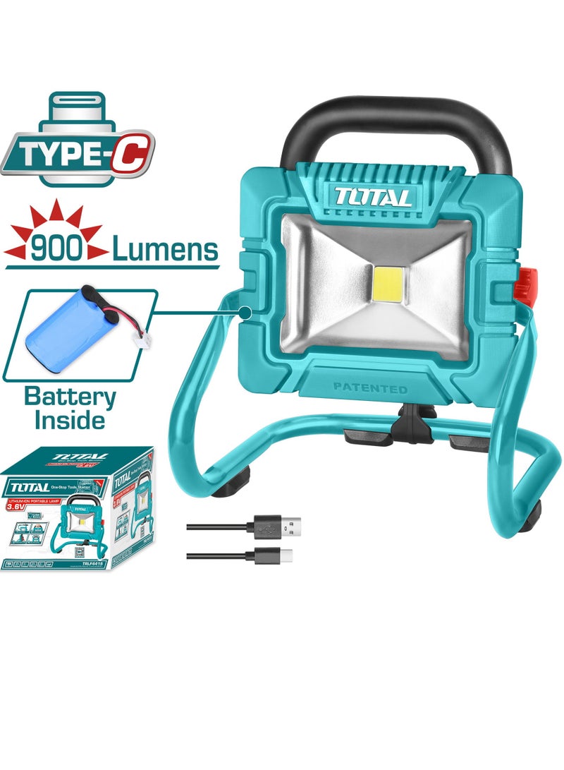 TOTAL TOTAL Lithium-ion Portable Lamp 3.6V - 900 Lumens High, 500 Lumens Low, 2.5H/4H Working Time, 5000mAh Battery, USB Rechargeable, Ideal for Camping, Emergency, Outdoor & Indoor Lighting  - Image 1