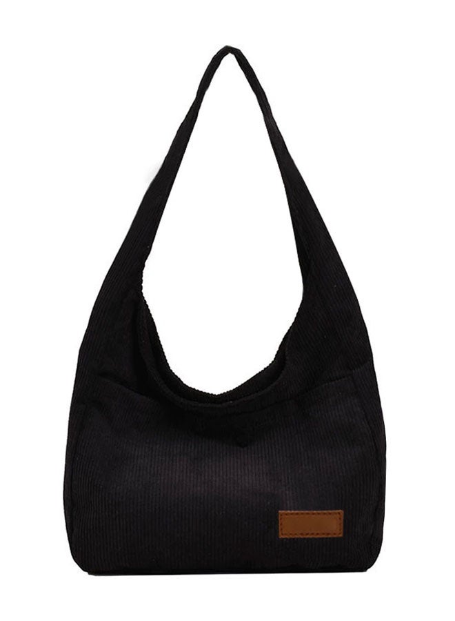 HOOTO Corduroy handbag suitable for both men and women, vintage handbag, shoulder work backpack, crossbody bag (black) - Image 1