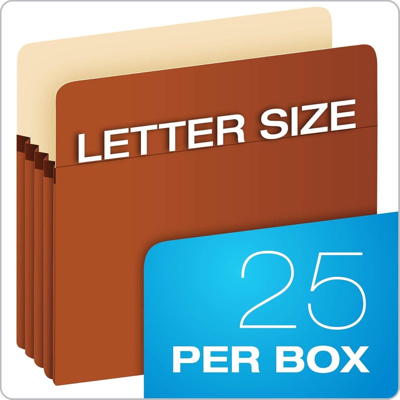 Pendaflex Expanding File Pockets, Letter Size, Redrope, 3.5" Expansion, Reinforced with DuPont™ Tyvek® Material, Redrope, 25 per Box (1524E-OX) - Image 5