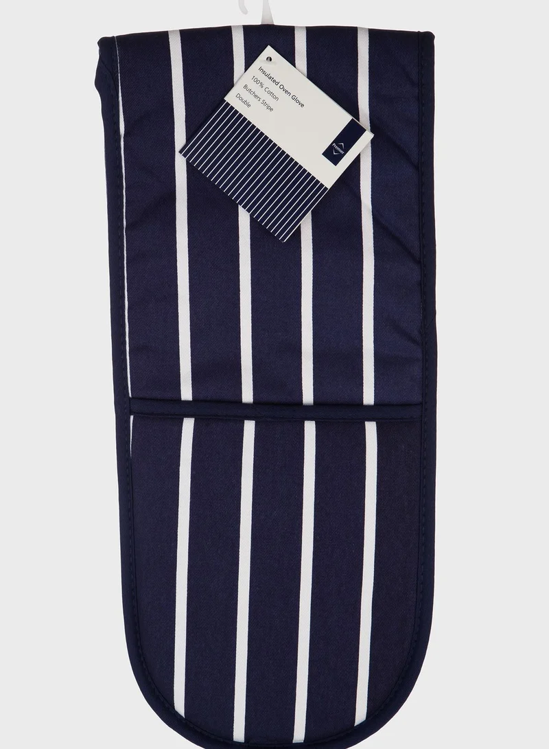 Premier Navy Butcher Stripe Double Oven Glove