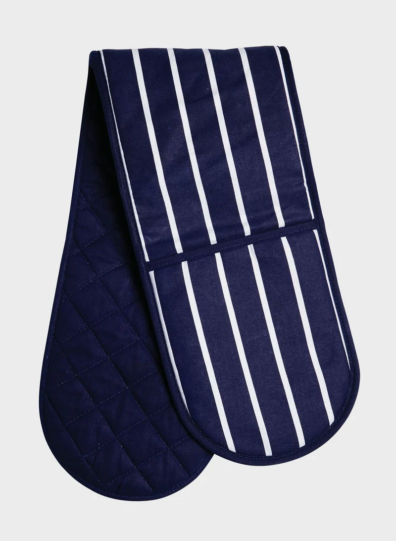 Premier Navy Butcher Stripe Double Oven Glove