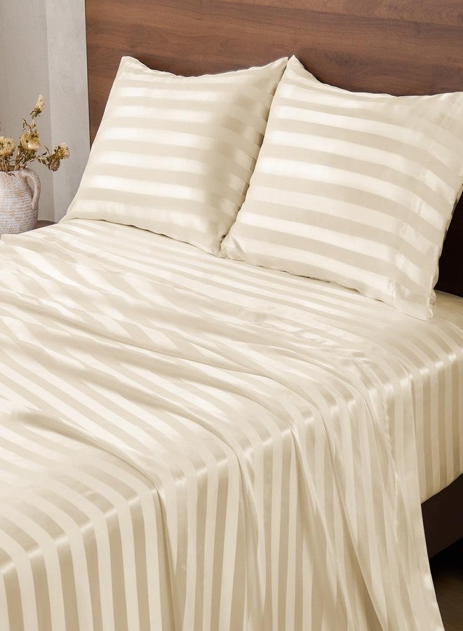 BEDELITE BEDELITE Satin Sheets Queen Size, Luxury Jacquard Striped ...