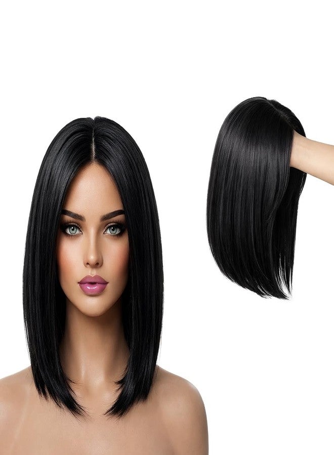 AHS Bob Hair Wig for Women | Full Head Synthetic Straight Bob Wig | Natural Looking Shoulder Length Black Bob Wig for Daily & Party Use (Black) - Image 1