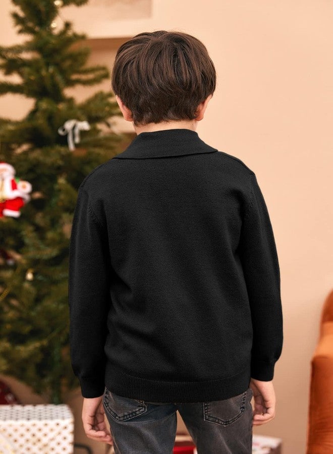 Ryannology Toddler Baby Boys Girls Sweater Shawl-Collar V Neck Pullover Sweaters Cable Kintted Photoshoot Outfits - Image 4
