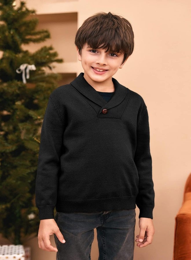 Ryannology Toddler Baby Boys Girls Sweater Shawl-Collar V Neck Pullover Sweaters Cable Kintted Photoshoot Outfits - Image 3