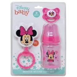 Cudlie Disney Baby Girl Minnie Mouse Bottle Rattle Pacifer Set