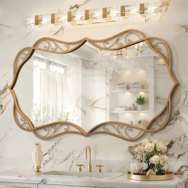 Besdomus Gold Bathroom Wall Mirror: 24"x48" Vintage Matt Gold Mirror for Wall - Vertical or Horizontal Hanging - Home Decor for Living Room/Fireplace/Bathroom - Wall Decor for Homemakers - Image 1
