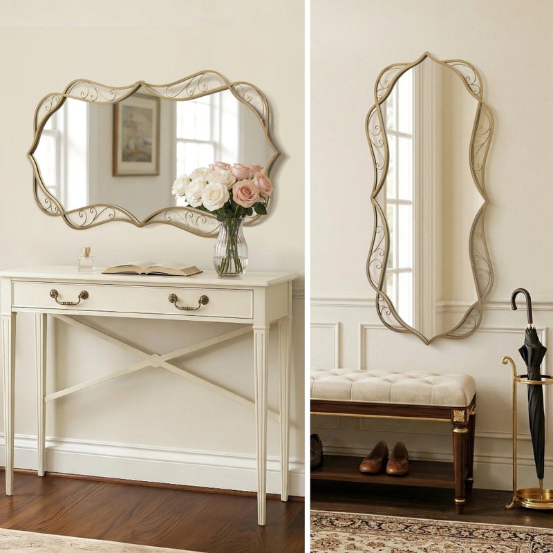 Besdomus Gold Bathroom Wall Mirror: 24"x48" Vintage Matt Gold Mirror for Wall - Vertical or Horizontal Hanging - Home Decor for Living Room/Fireplace/Bathroom - Wall Decor for Homemakers - Image 4